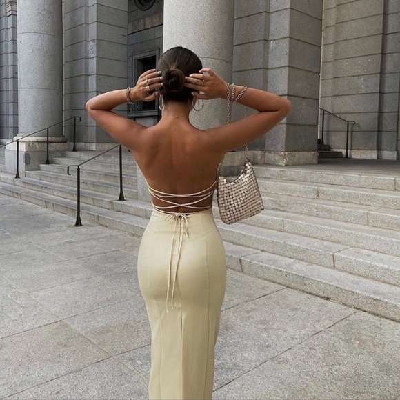 ZARA SATIN EFFECT MIDI DRESS - Picture 12 of 16